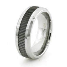 8 mm Two Tone Tungsten Band with Slanted Line Center